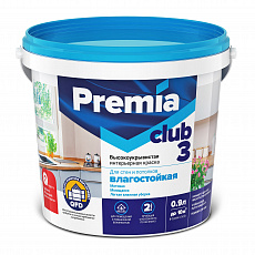 ЯРКРАСКИ Краска PREMIA CLUB 3 для стен и потолков влагостойкая база А, 0,9 л (12шт/уп)