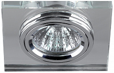 Светильник ЭРА DK8 CH/WH, MR16, 50W, декор стекло квадрат, хром/зеркальный 12V/220V